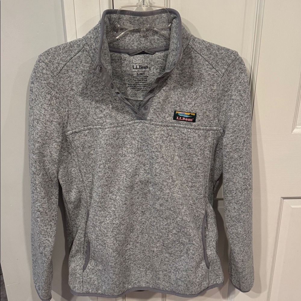 L.L. Bean Heathered Gray Fleece Pullover
